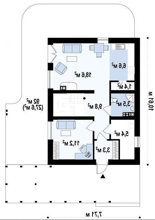Первый этаж 87,1 м² дома Z115