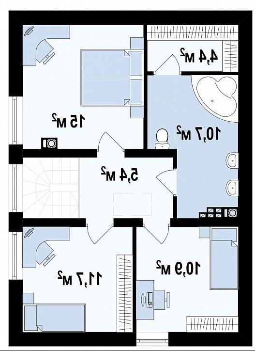Второй этаж 58,9 м² дома Z115