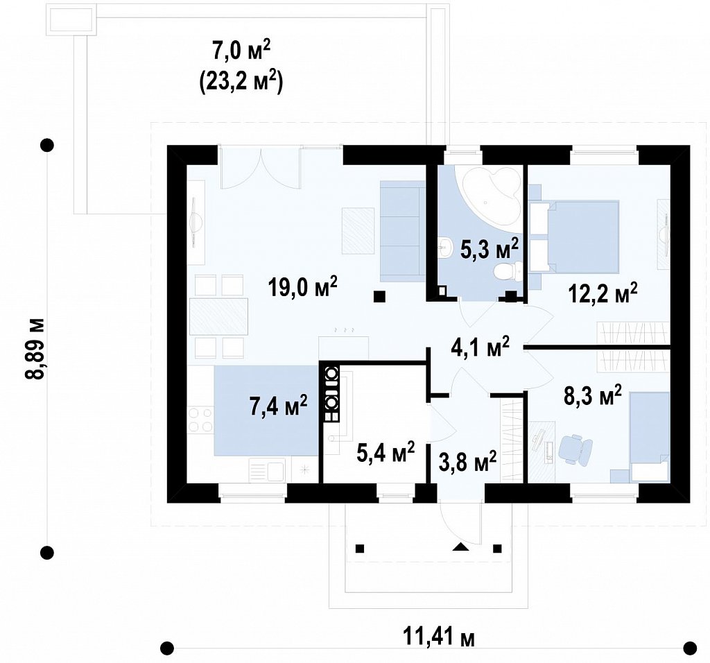 Первый этаж 145,1 м² дома Z12