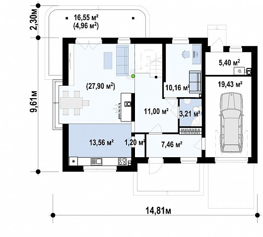 1-ЫЙ ЭТАЖ 99,4 / 104,4 m² дома Z120