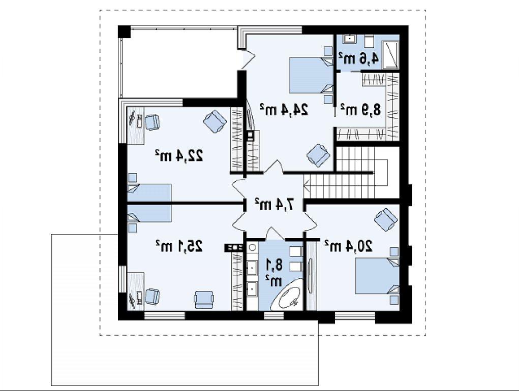 Второй этаж 121,3 м² дома Z156 A