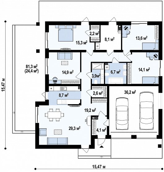 Первый этаж 203,8 м² дома Z196