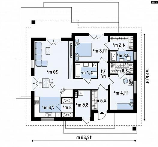 Первый этаж 96,0 м² дома Z316
