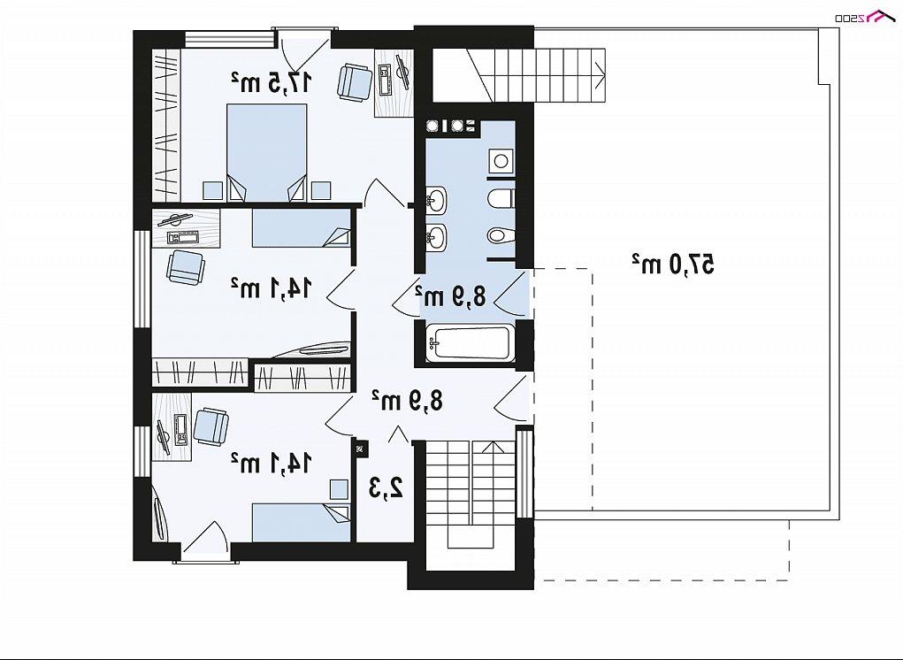 Второй этаж 64,8 м² дома Z319