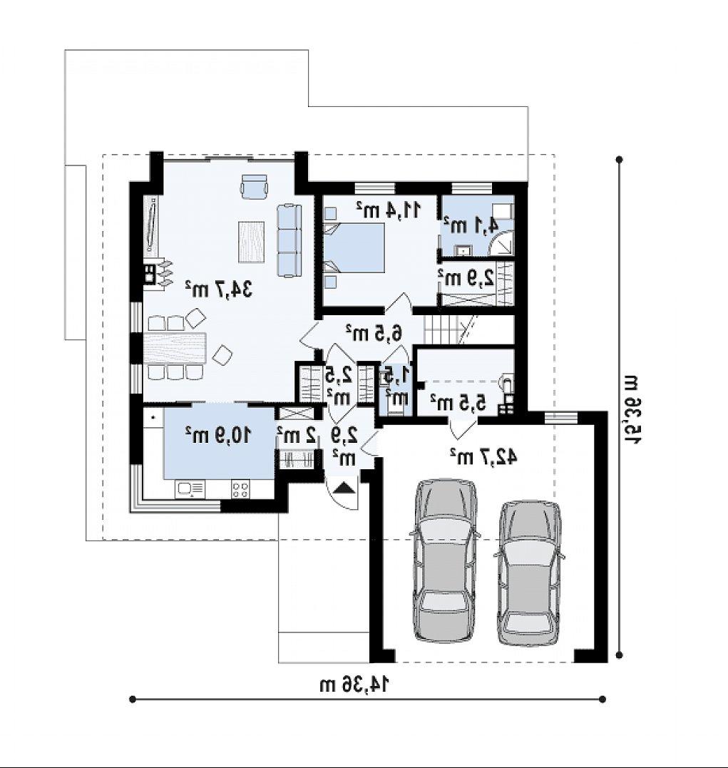 Первый этаж 84,8 / 127,5 м² дома Z320