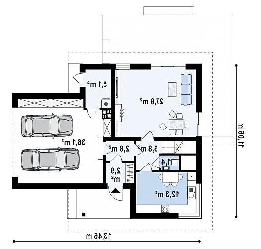 Первый этаж 93,1 м² дома Z350
