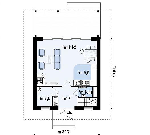 Первый этаж 40,4 м² дома Z362