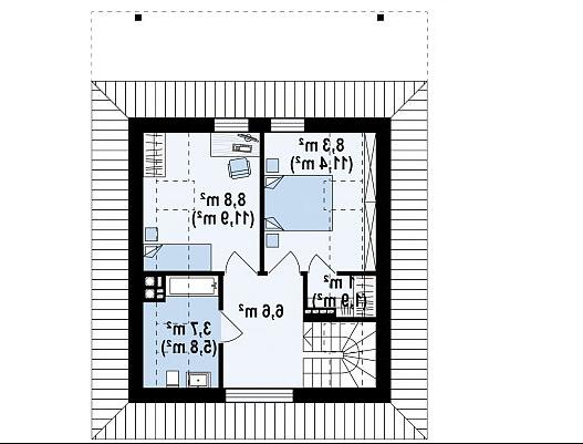 Второй этаж 28,4 / 37,6 м² дома Z362