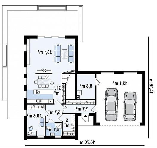 Первый этаж 93,8 / 135,9 м² дома Z373