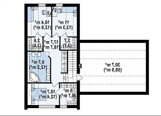 Второй этаж 69,8 / 83,4 м² дома Z373