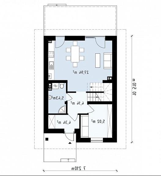 Первый этаж 46,9 м² дома Z38V1