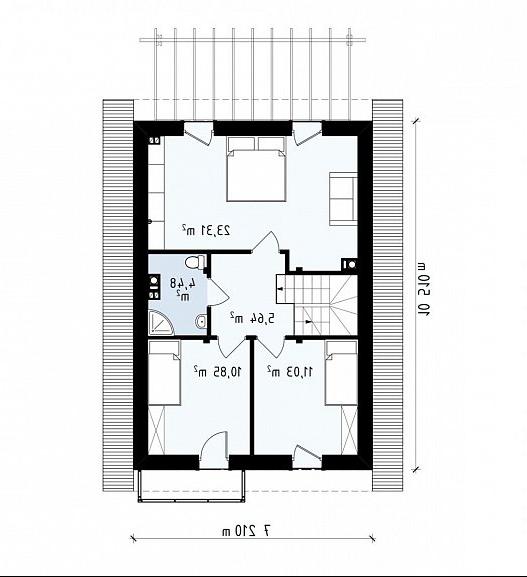 Второй этаж 55,3 м² дома Z38V1