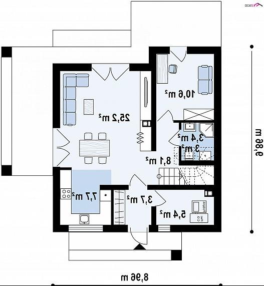 Первый этаж 64,1 м² дома Z385