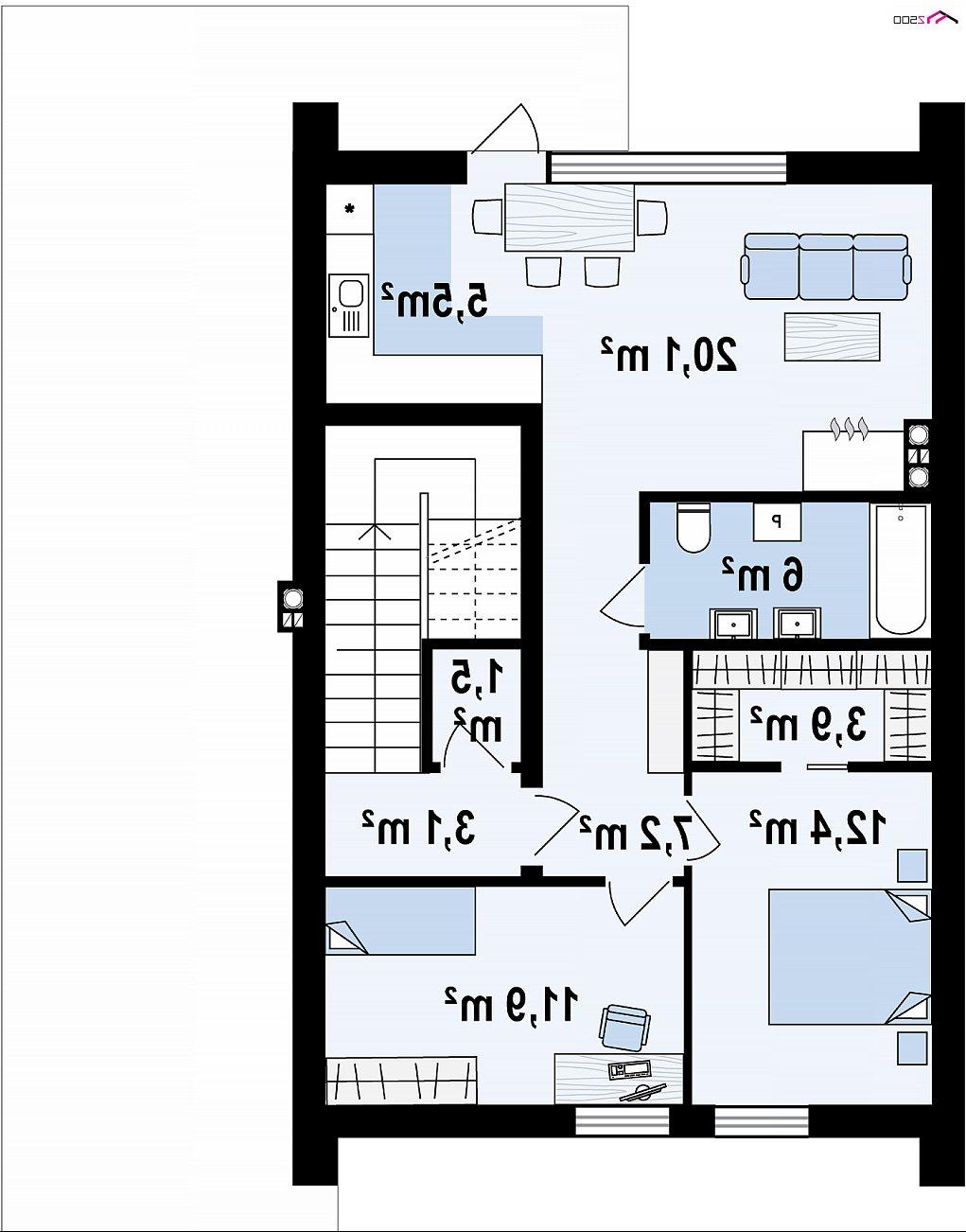 Второй этаж 70,4 м² дома Z424