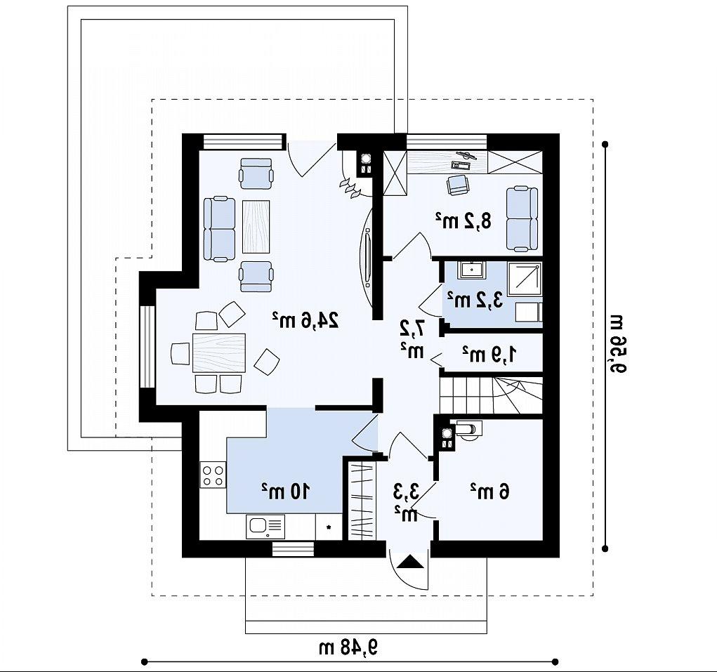 Первый этаж 63,3 м² дома Z44 A