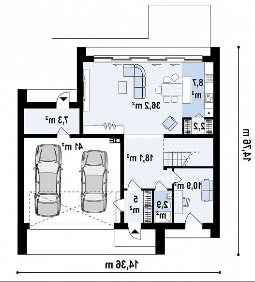 Первый этаж 132,3 м² дома Z493