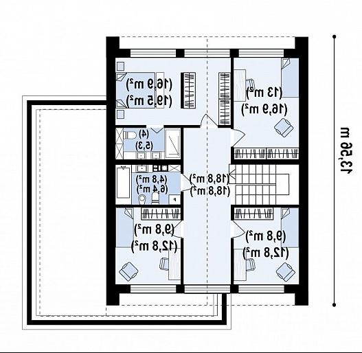 Второй этаж 91,9 м² дома Z493