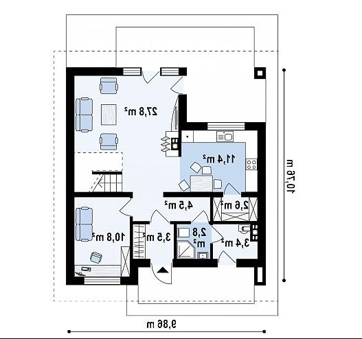 Первый этаж 65,9 м² дома Z62 A minus