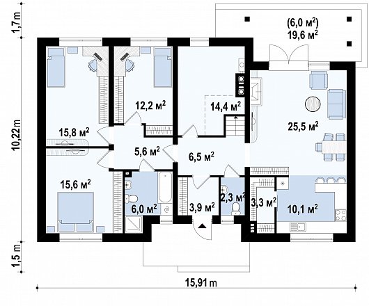 Первый этаж 248,8 м² дома Z98