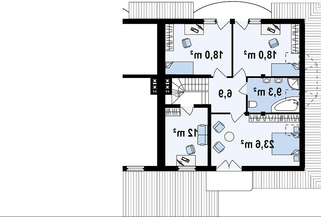 Второй этаж 89,2 м² дома Zb1