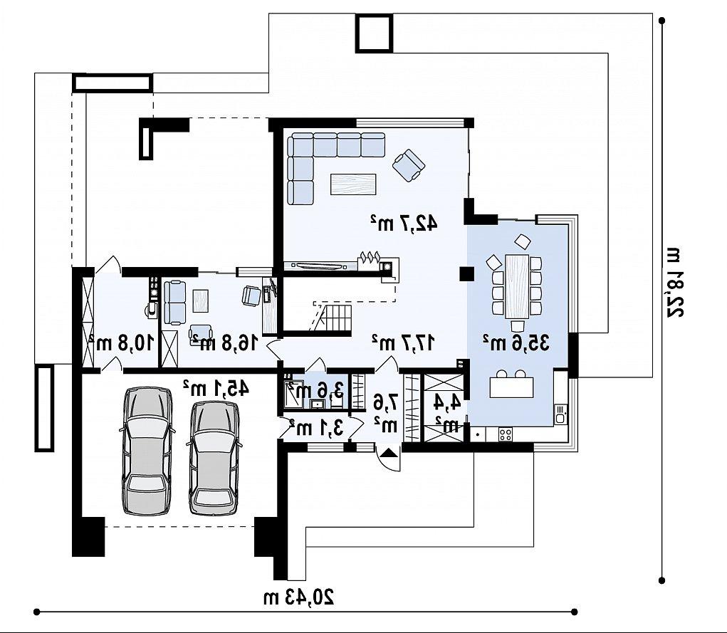 Первый этаж 131,4 / 187,3 м² дома Zx127