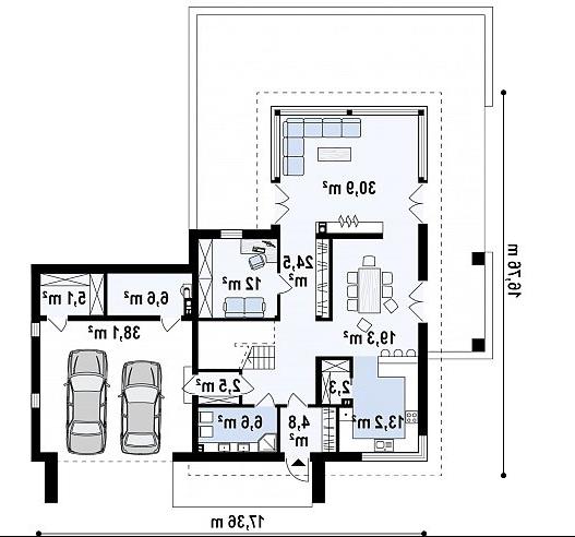 Первый этаж 165,5 м² дома Zx130