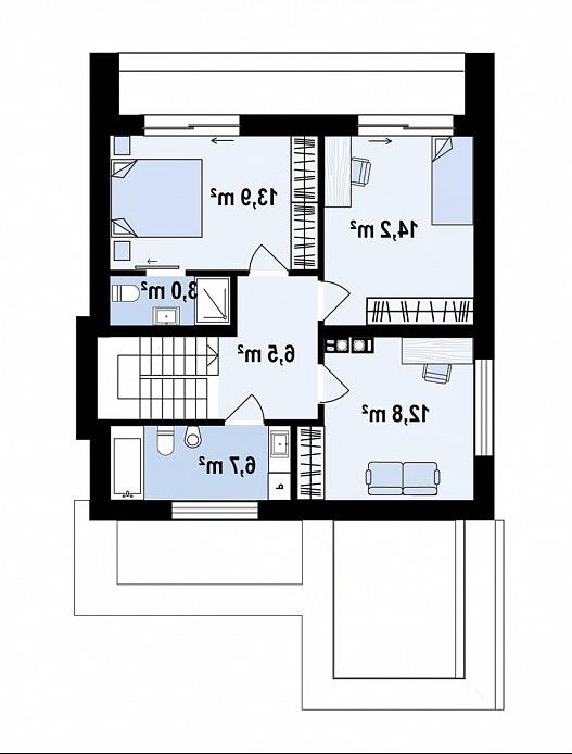 Второй этаж 57,1 м² дома Zx173