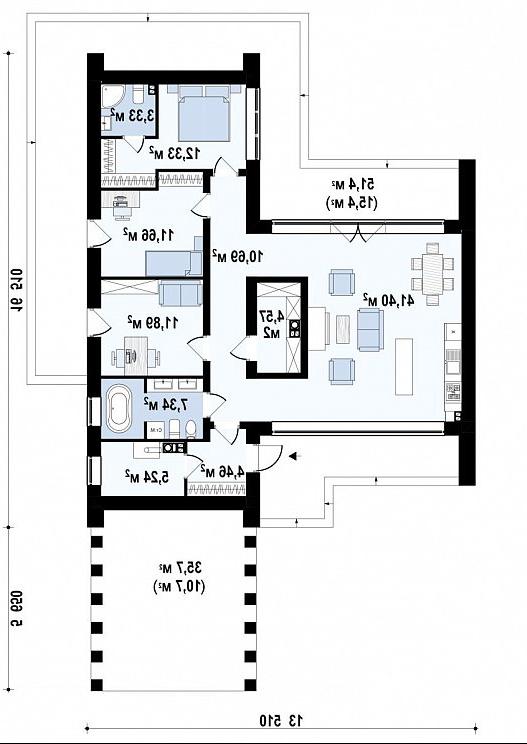 Первый этаж 139,4 м² дома Zx201