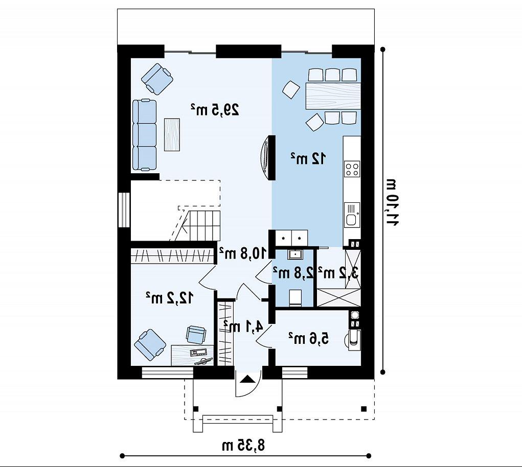 Первый этаж 80,2 м² дома Zx24a