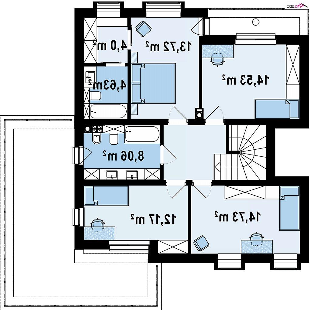 Второй этаж 77,0 м² дома Zx255
