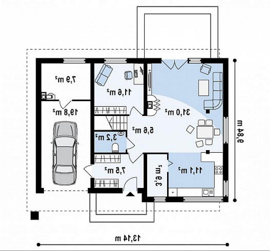Первый этаж 73,9 / 101,6 м² дома Zx29 S