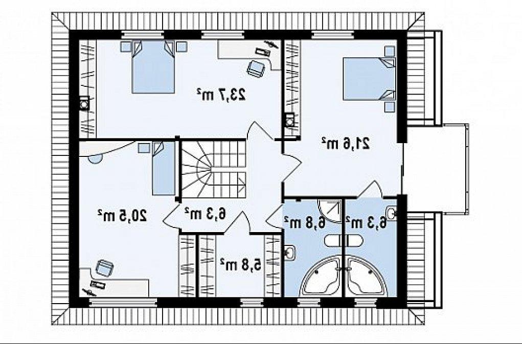 Второй этаж 91,0 м² дома Zx29 S