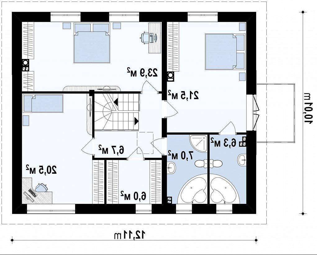 Второй этаж 91,0 м² дома Zx29