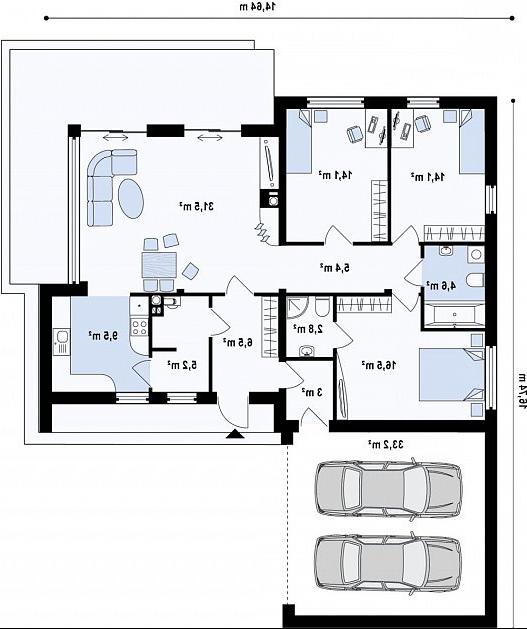 Первый этаж 146,2 м² дома Zx35GL2