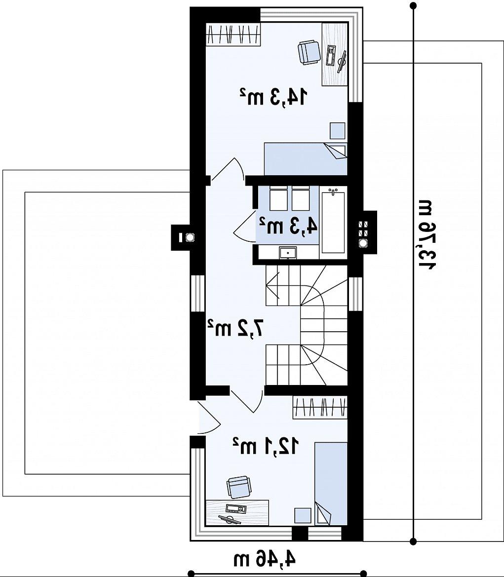 Второй этаж 37,0 м² дома Zx46 —