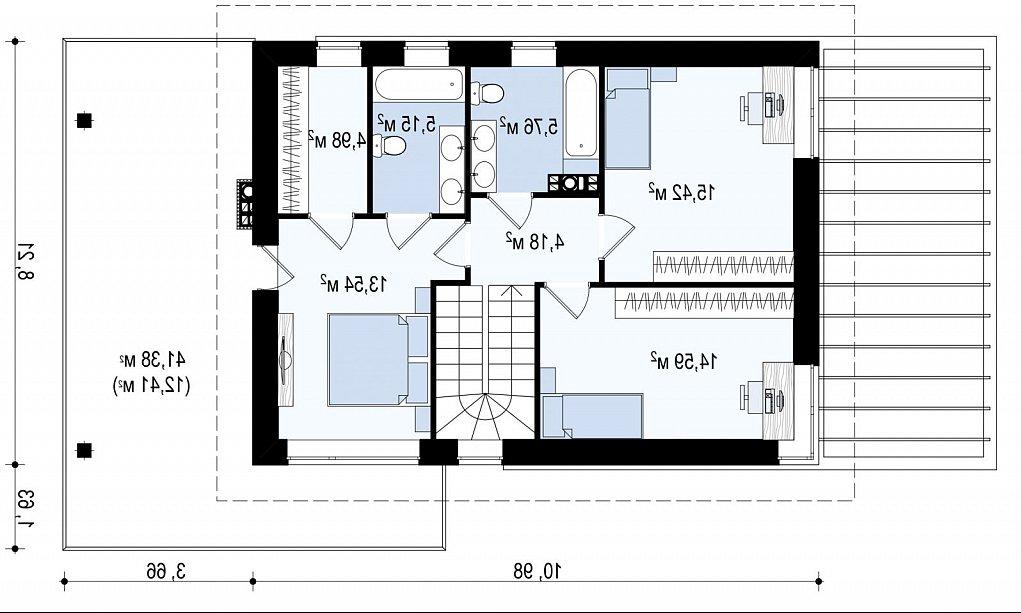 Второй этаж 81,2 м² дома Zx63 B +