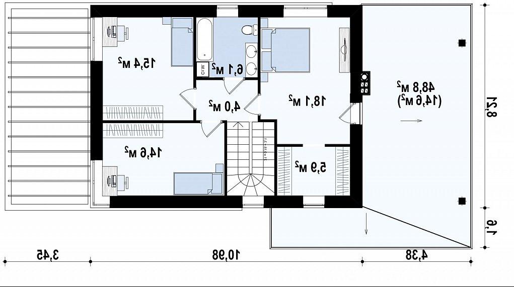 Второй этаж 64,1 м² дома Zx63C