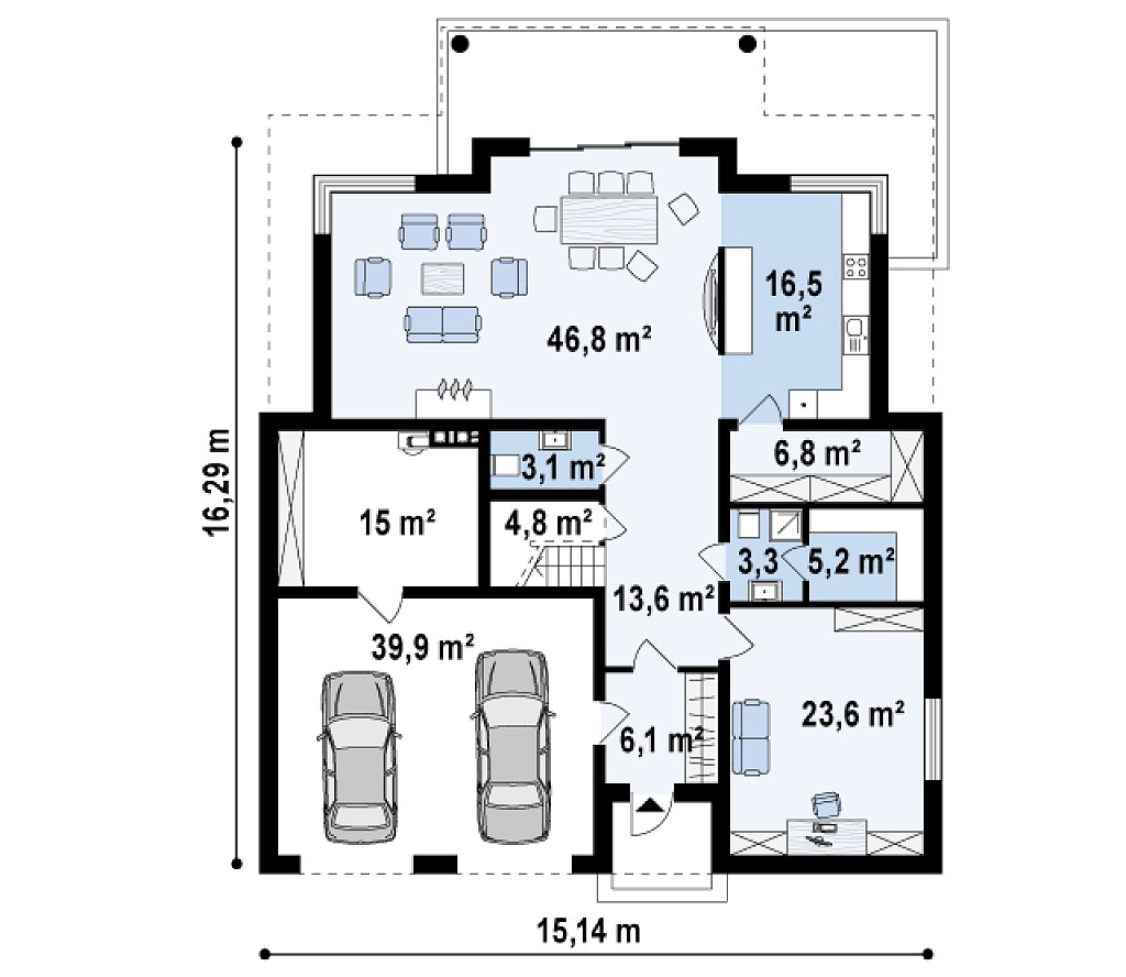 Первый этаж 161,3 м² дома Zx66