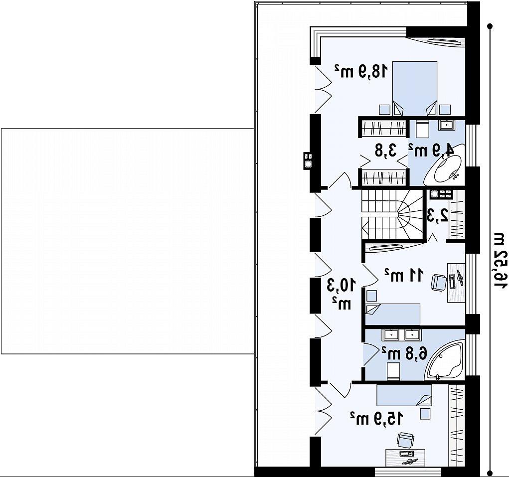 Второй этаж 74,0  м² дома Zx70