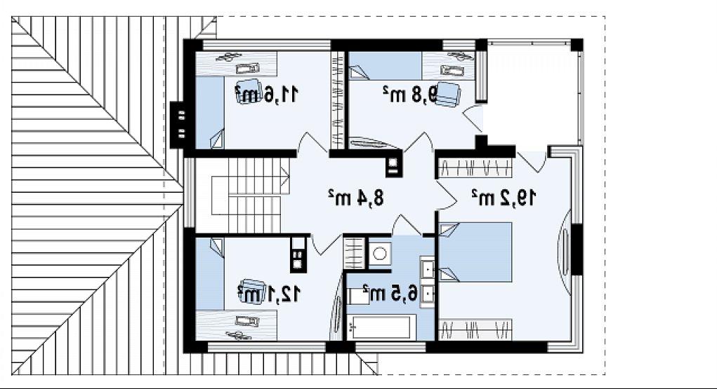 Второй этаж 67,6 м² дома Zx8