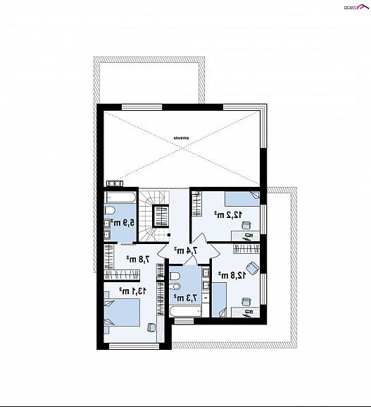 Второй этаж 65,5 м² дома Zx93
