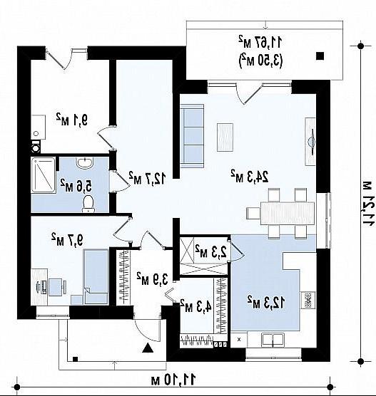 Первый этаж 89,5 м² дома Zz1 a pk