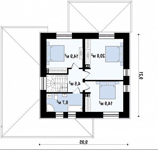 Второй этаж 63,0 м² дома Zz11k