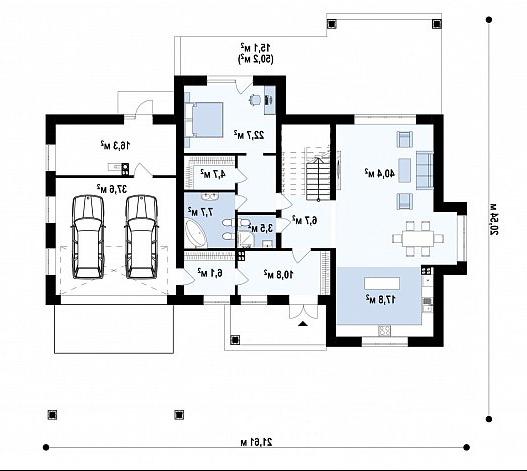 Первый этаж 174,3 м² дома Zz13