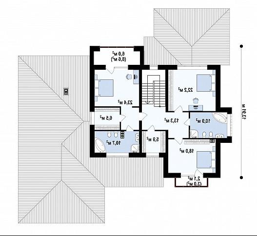 Второй этаж 122,8 м² дома Zz13