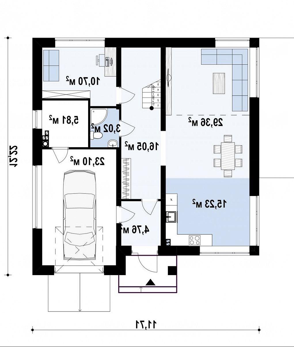 Первый этаж 61,4 / 220,7 м² дома Zz5