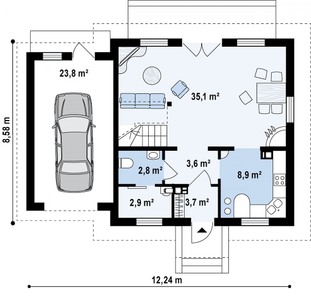 Первый этаж 57,1 (80,9 м²) дома Z1 GL