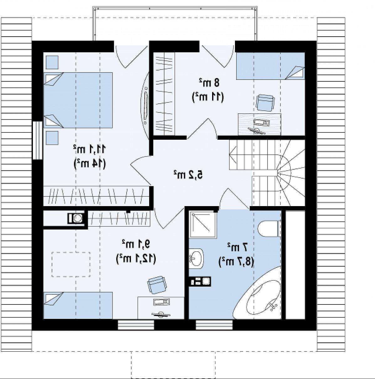 Второй этаж 38,1 (51,4 м²) дома Z1 bl