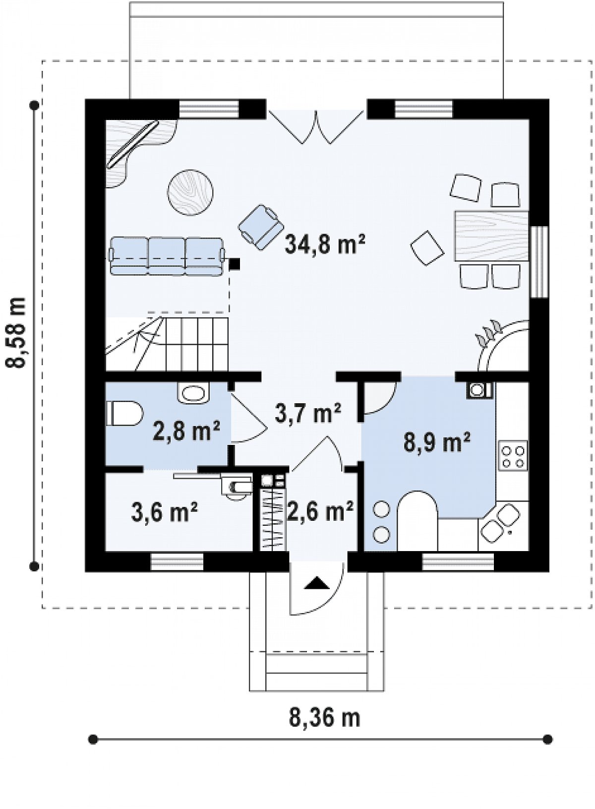 Первый этаж 56,5 м² дома Z1 k