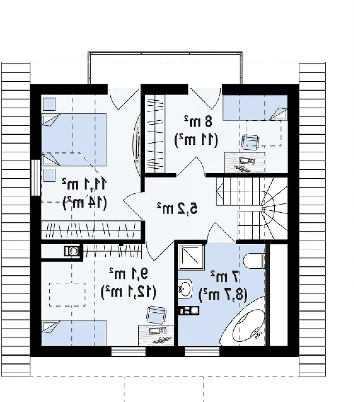 Второй этаж 41,0 (51,0 м²) дома Z1 k